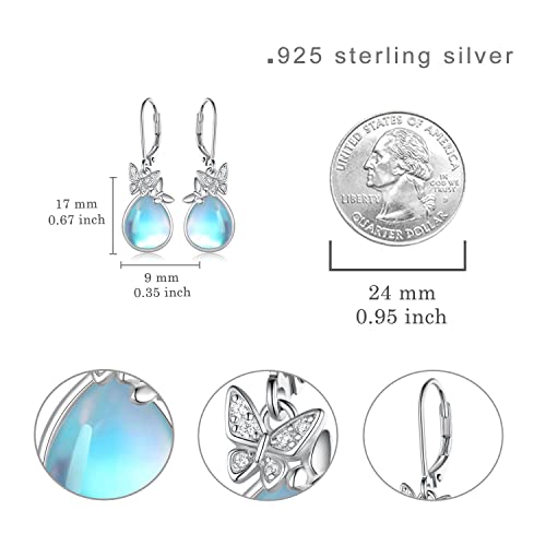 Butterfly Earrings For Women 925 Sterling Silver Moonstone Butterfly Dangle Earrings Cute Animal Butterfly Jewelry Gifts For Women Girls Butterfly Lovers #TOP3