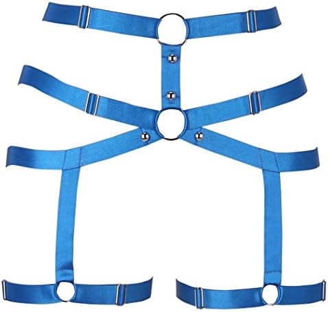 HARNESS adjustable BLUE Garter Leg Belt Harness Leg Rave Thigh Garter Harness Strappy Garter Belt for Women Sexy Punk