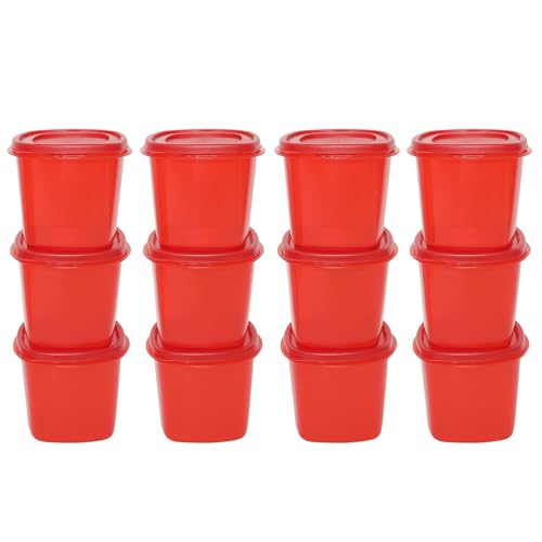 Image of Cutting EDGE Snap Tight Eco Plastic Container Set for Dry Fruits, Travelling, Pickle, Sauces, Spices, 12-Pieces (250 ML, Red)