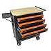 LULUINSHINE 4 Drawers Multifunctional Tool CART with Wheels and Wooden TOP (Orange + Metal)