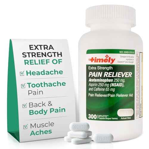TIME-Cap Labs Extra Strength Acetaminophen 250mg with Aspirin 250mg & Caffeine 65mg Caplets - Pain Reliever/Fever Reducer for Headache Relief Muscle Aches & Body Pain (300 Count)