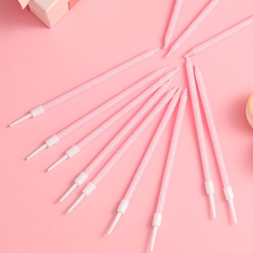 Image of PHD CAKE Iridescent Pink Long Thin Metallic Birthday Candles, Cake Candles, Birthday Parties, Wedding Decorations, Party Candles