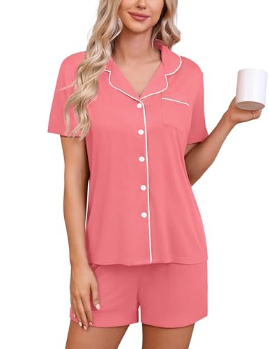 Image of HNG Pajama Sets for Women 2 Piece PJ Sets Short Sleeve Lounge Set Fashion Sleepwear XS-3XL