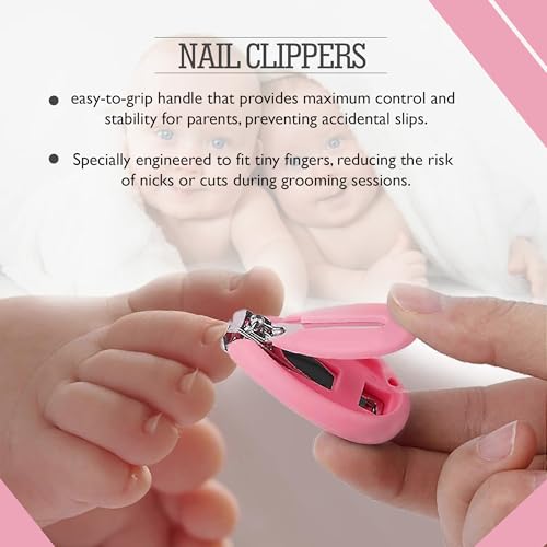 Image of GLUN Baby Care Set, Capsule Shape Pack, 4-in-1 (Anti-Pinch Nail Clipper, Scissor, Nail File, Tweezer) Cute Pink Colour Baby Manicure Set for Newborn, Infant & Toddler
