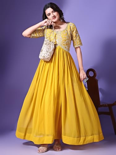 Image of Fashion Basket Georgette Embroidered Anarkali Dress for Women