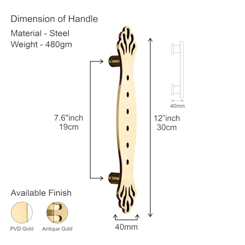Image of COMPASS Main Door Handle | Door Handles for Main Door | Pull Handles for All The Doors of House | Office | Hotels, Antique Finish (PH-108, 12 Inch)