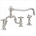 Newport Brass 9451-1/15A Fairfield Double Handle Bridge Kitchen Faucet with Side Spray and Metal Cross Ha, Antique Nickel (Pewter)