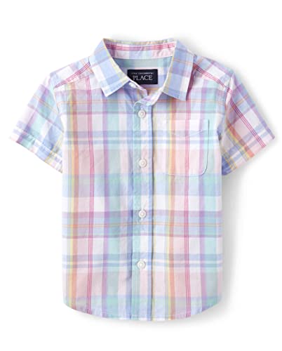 Lista de Ferrioni Niños comprados en linea. 37 The Children's Place - Camisa de Manga Corta con Botones para bebé, Cuadros de cerámica Rosa, 3 Años