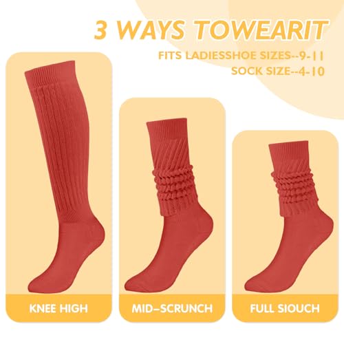 Image of Buauty Slouch Socks for Women, Soft Extra Long Chunky Scrunch Knee High Sock Winter Knit Slouchy Socks Leg Warmmers