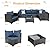 HTTH 7 Pieces Patio Furniture Sets Outdoor Rattan Wicker Conversation Sofa Garden Sectional Sets with Coffee Table for Porch Garden Poolside Backyard (Navy Blue)