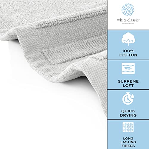 White Classic Luxury Bath Mat Floor Towel Set - Absorbent Cotton Hotel Spa Shower/Bathtub Mats [Not A Bathroom Rug] 22"X34" | 2 Pack | Silver #TOP5