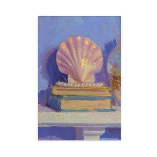 Poster sur toile coquillages roses 61x91 cm pour décoration murale