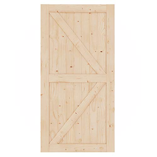 EaseLife 42in x 84in Sliding Barn Wood Door Slab,Solid Nature Spruce,Single Door Only,DIY