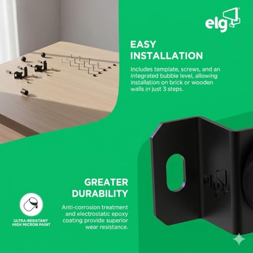 Image of ELG Universal Fixed Wall Mount for TVs 14 inch to 100 inch | Heavy Duty LED /HD /Smart Screens Wall Stand | Flat Panel Display Wall Mount | Capacity up to 100 kg, VESA Standard 75x75 to 800x400mm, Black, UNI100