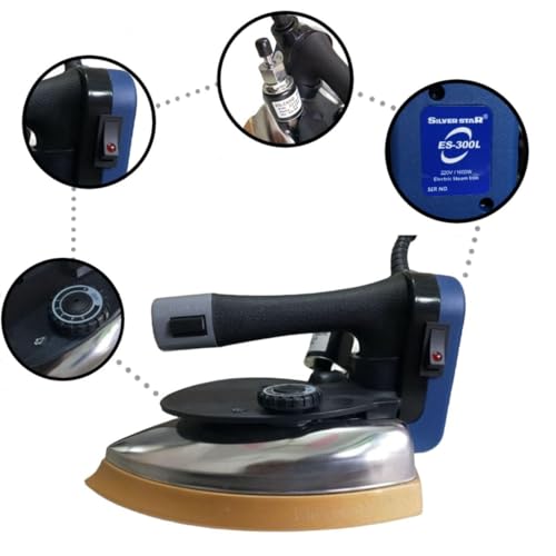 Image of Gemsy Silver Star steam 1800 Watt, 220 V Industrial Steam with Teflon Shoes Es-300L, 4.0 L Water-Tank and connectors - Heavy Duty for Professional Use