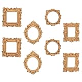 EXAOMBLE 8 Piezas Marco de Vintage Ovalado y Rectangular Mini de Resina Retro Dorado para Proyectos Creativos y Artística