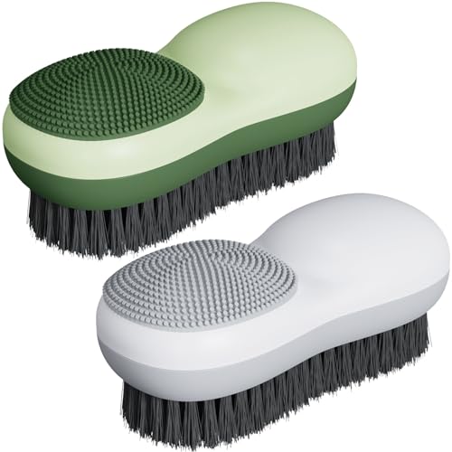 Cepillo para manchas de lavandería, paquete de 2, cepillo de fregar de cerdas suaves de dos lados para eliminación de manchas, cepillo de silicona doméstico para lavado de ropa, cepillo de fregado de
