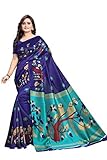 Pflegehinweise: Mild Wasch Jaanvi fashion Damen Art Silk Parrot Printed Saree Mit Unstitched Bluse Einheitsgröße Blau