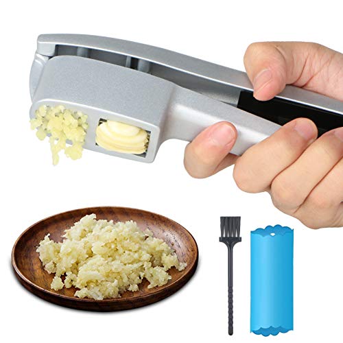 Prensa de Ajo Para La Cocina,Sucastle Prensa de Ajos de Acero Inoxidable,Profesional Prensa de Ajo,Prensa de Jengibre Multifunción,Picadora 2 en1 Ajo y Rebanadora,Para Restaurante,Hogar y Cocina.