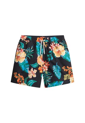Superdry Para Hombre. M3010242A BañAdor Con Estampado Hawaiano Multicolor (S), Negro, Beachwear, PoliéSter Reciclado, Sostenible-image