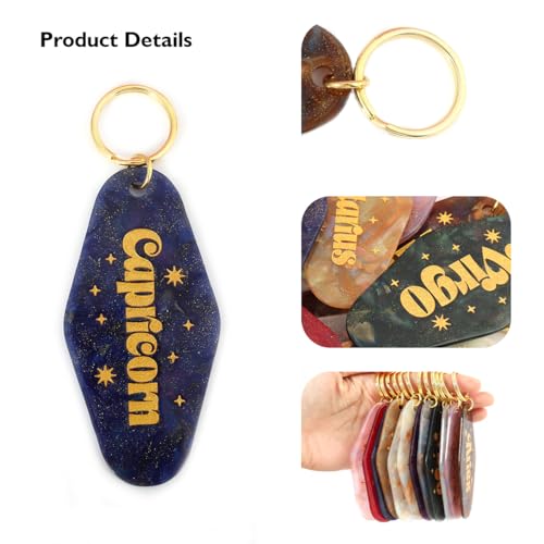 Astrological Leo Zodiac Sign Acrylic Keychain with Gold Stars