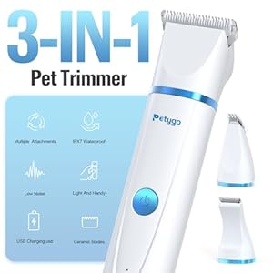 3-in-1 Dog Grooming Clippers Kit - Rechargeable Low Noise Pet Trimmer Set with Paw Trimmer, Cordless Nail Grinder, Shaver for Small Dogs & Cats - Includes 4 Guide Combs & USB Cable 3 in 1 Dog Grooming Clippers Kit Rechargeable Low Noise Pet Trimmer Set with Paw Trimmer Cordless Nail Grinder Shaver for Small Dogs Cats Includes 4 Guide Combs USB Cable
