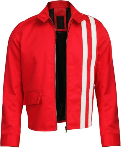 Mens Speed Racer Movie Retro Classic Stripes Motorcycle Jacket - Steve Cotton Biker Jacket Men