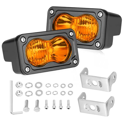 Image of Amber LED Pods, AKD Part 3 Inch CREE LED Amber Fog Lights Pods 40W Spot Flood Combo Off Road Driving Lights Small Chase Lights Ditch Lights Headlight for Dirt Bike Motorcycle Truck UTV ATV SUV Surron