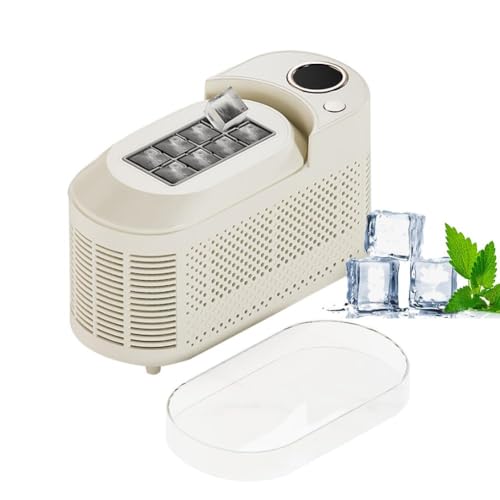 WTSFEUJL Máquina De Hacer Hielo De Mostrador Portátil, 8 Cubos En 10 Minutos, Mini Máquina De Hielo Compacta para El Hogar/Campamento/Bar De Oficina/Fiesta/Automóvil (White)