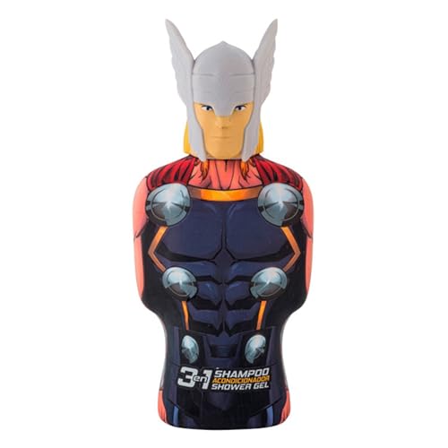 Marvel 3 in 1 Shampoo Conditioner Shower Gel, Superhero Character Shaped Bottles (Thor)