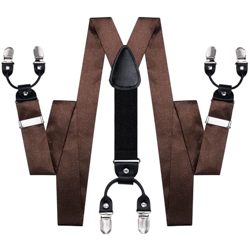 Image of Dubulle Suspender and Bow Tie for Men Paisley Solid Mens Suit Braces Pretied Bowtie and Handkerchief Cufflinks Formal Wedding