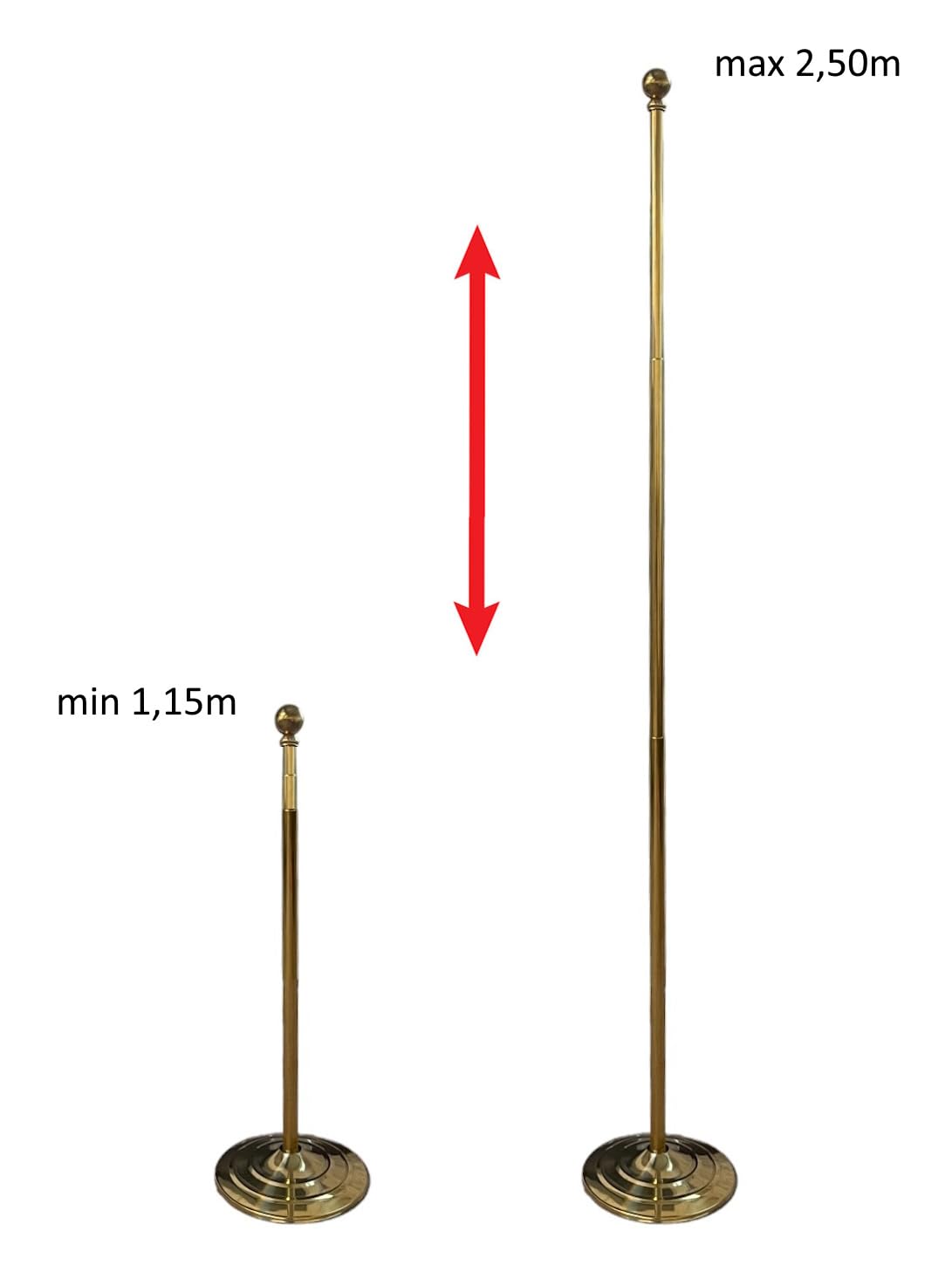 FLAGLAND Base e Asta Inox Dorata, Base e Asta Bandiera | CN6