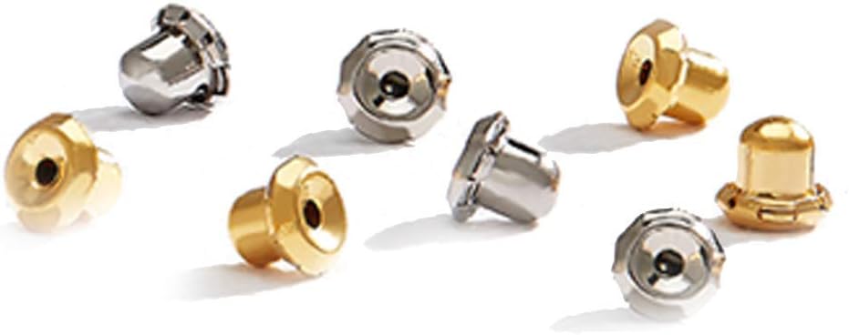 Earring Backs | (4) Stainless Steel and (4) 24K Gold Plated | Inverness Replacement Clutches | 8 PCS