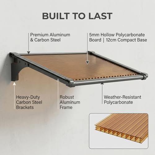Auvent d'extérieur robuste en polycarbonate de 100 x 200 cm - 5