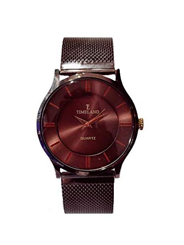 TIMELAND Watches, Chocolate Color Dial Analog Watch for Men, Brown Stainless Steel Watch (B08XQ72ZDM) Amazon Price History, Amazon Price Tracker