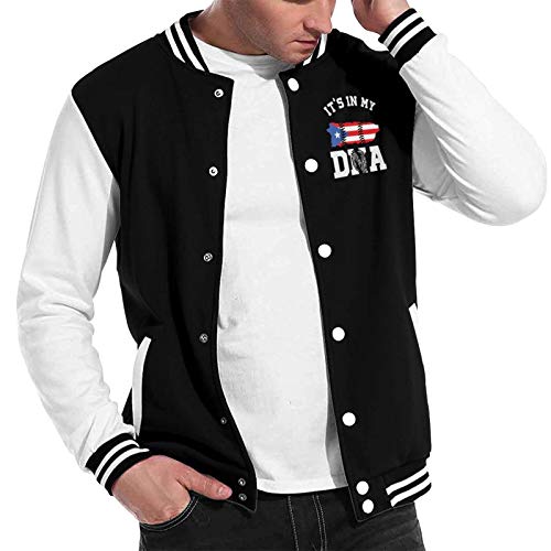 Puerto Rico It's in My DNA Boys Girls Baseball Uniform Jacket Varsity stand collar Sweater Sweatshirt Black