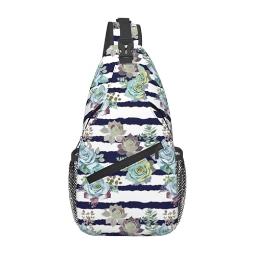 Mochila cruzada de viaje negra con estampa de suculentas