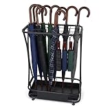AetherWings 15 Slot Umbrella Stand with 8 Hooks – Heavy Duty Metal Indoor Umbrella Rack Holder with...