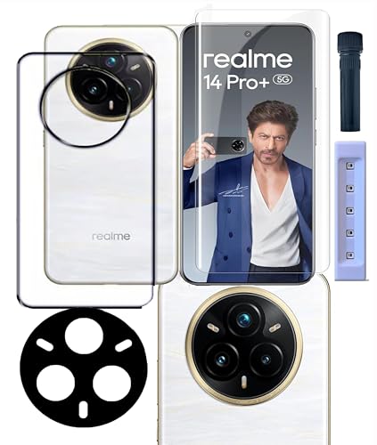 Image of FabeKee Tempered Glass Screen Protector Compatible for realme 14 pro plus | Front And Back Screen Guard With camera lens protector 3 in 1