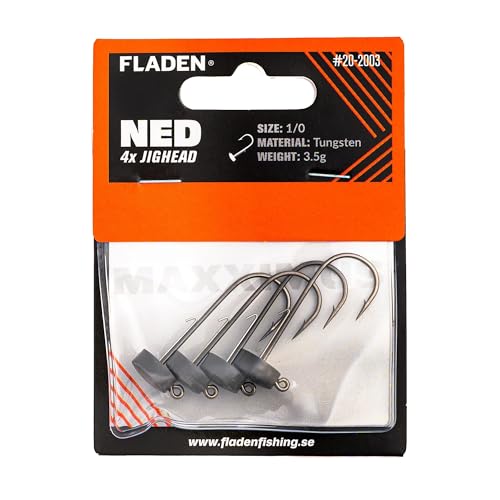 FLADEN Lot de 4 têtes plombées en tungstène - 2,7 g - Taille 1, 3,5 g et 5,3 g avec taille 1/0 |...