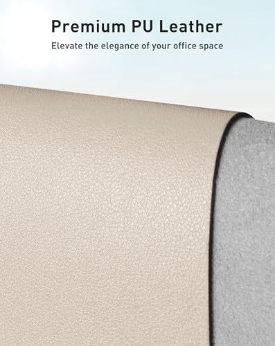 Image of Aothia Faux Leather Desk Mat - Large Mouse Pad, Non-Slip PU Leather Blotter, Waterproof Writing Surface for Office and Home (Eggshell, 40 inch x 24 inch)