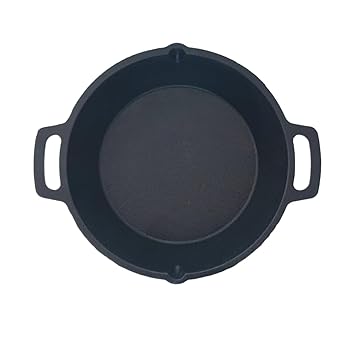 Shree Ramdoot Cast Iron Fish Fry Pan with Double Handle |Induction Friendly | Nonstick Fish Fry Pan |Toxin Free, No Chemical Coating