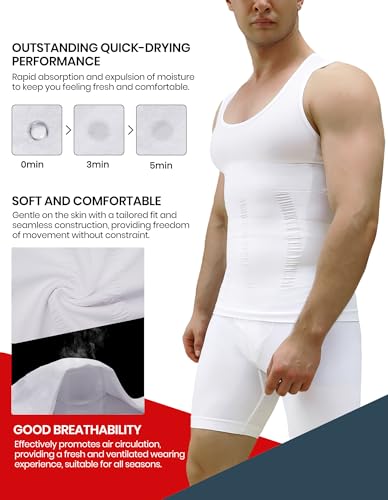 MEETYOO 1/2/3 Pack Shaper Slimming Tank Top Athletic Compression Shirt with Sleeveless Undershirts for Men4