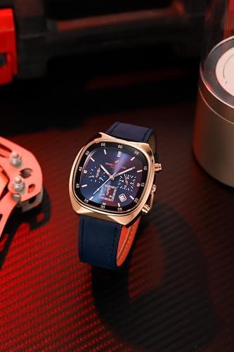 Image of Daniel Hechter Paris Bercy Collection Analog Quartz Watch for Men with Square Dial, Multifunction Sub-Dials, Date Display, Crystal Hour Markers and Leather Strap - DHM1001