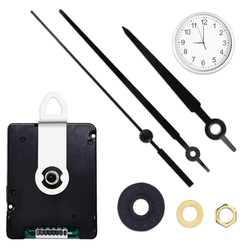 BNGXR Uhrwerk DCF Funk-Uhrwerk Uhrwerk für Wanduhr Lautlos mit 3 Zeigersätzen Quarz Uhrwerk Ersatz Funkuhrwerk für Wanduhr Lautloses Quarz Uhrwerk Set Uhrwerk für Wanduhr Funk für DIY Ersat (Schwarz