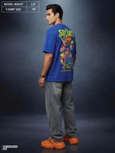 Image of Veirdo Oversized Baggy Fit Drop Shoulder Graphic Printed Design Half Sleeve T-Shirt for Men (Available Sizes: S to 2XL)
