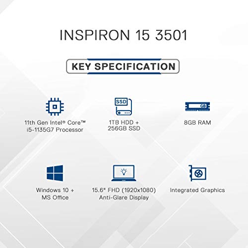 Image of Dell Inspiron 3501 39.62 cm (15.6 Inches) Fhd Ag Display Laptop (Intel I5-1135G7 /8Gb /1Tb+256 Ssd /Integrated Graphics /Windows 10 + Office H&S /Accent Black) D560401Win9Be