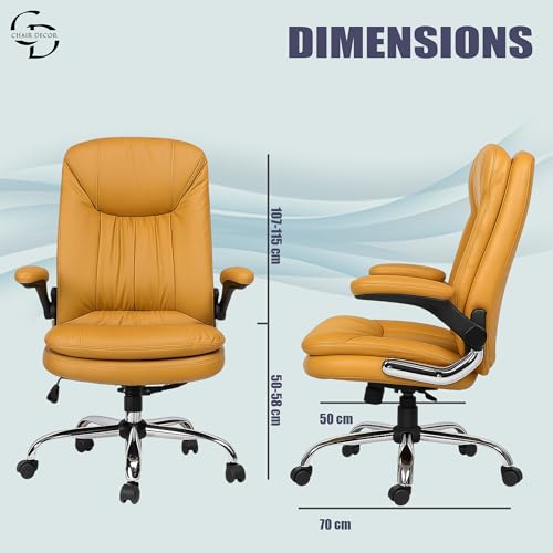 Image of ERGOLUX Premium Office Chair | Ergonomic High Back Boss Chair for Home Office, Home Office & Study | Height Adjustable Office Chair with Chrome Base | 1pc (Khaki)