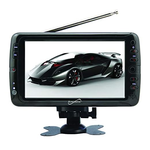 SuperSonic SC-195 Portable Widescreen LCD Display with Digital TV Tuner, USB/SD Inputs and AC/DC Compatible for RVs, 7-Inch
