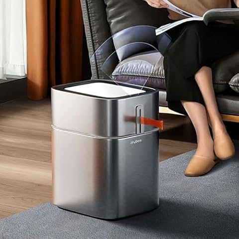 Yuhao Automatic Kitchen Trash Can with Lid Intelligent Sensing Garbage Can for Bathroom Bedroom Home Office Brushed Smart Waste Bin Cover